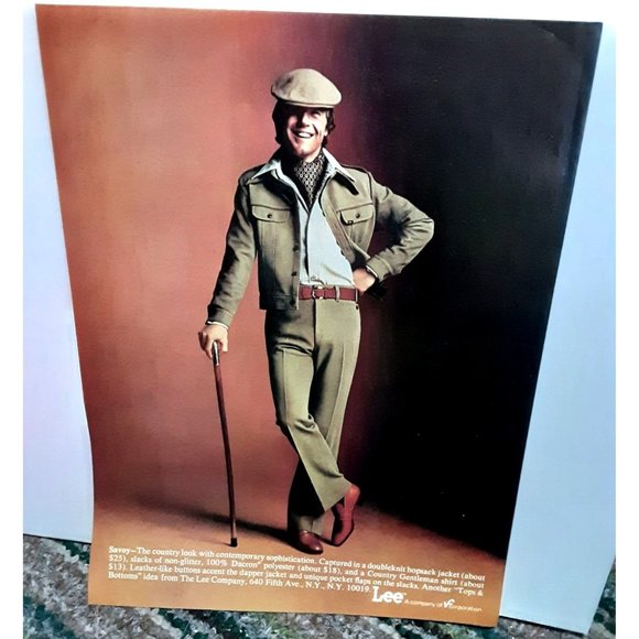 1974 Lee Mens Savoy Country Look Print Ad vintage 70s - Picture 1 of 1